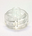 Male vented cap, clear. Material: K Resin. Model 1007